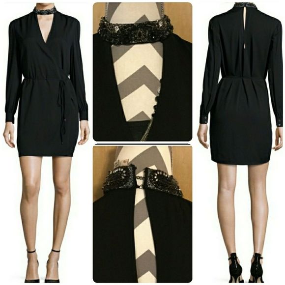 Haute Hippie Dresses & Skirts - Haute Hippie Embellished Neck Tie-Waist Dress